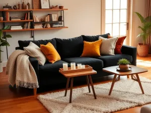 Czarne meble w salonie: jakie dodatki wybrać, by ocieplić wnętrze?